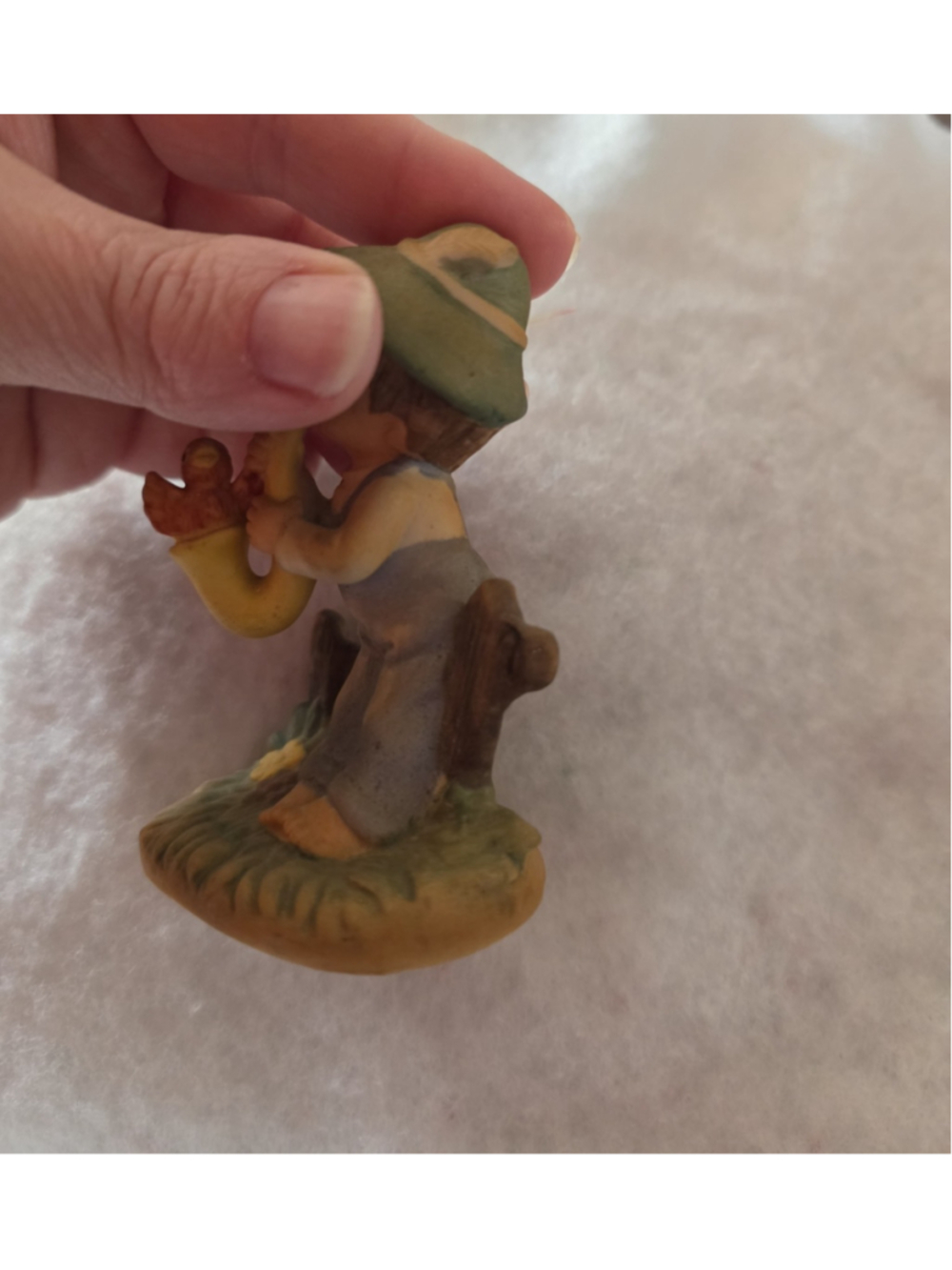 Napco Tiny Tots Porcelain Figurine Boy Playing Saxophone with Red Bird # 176 - Picture 6 of 6